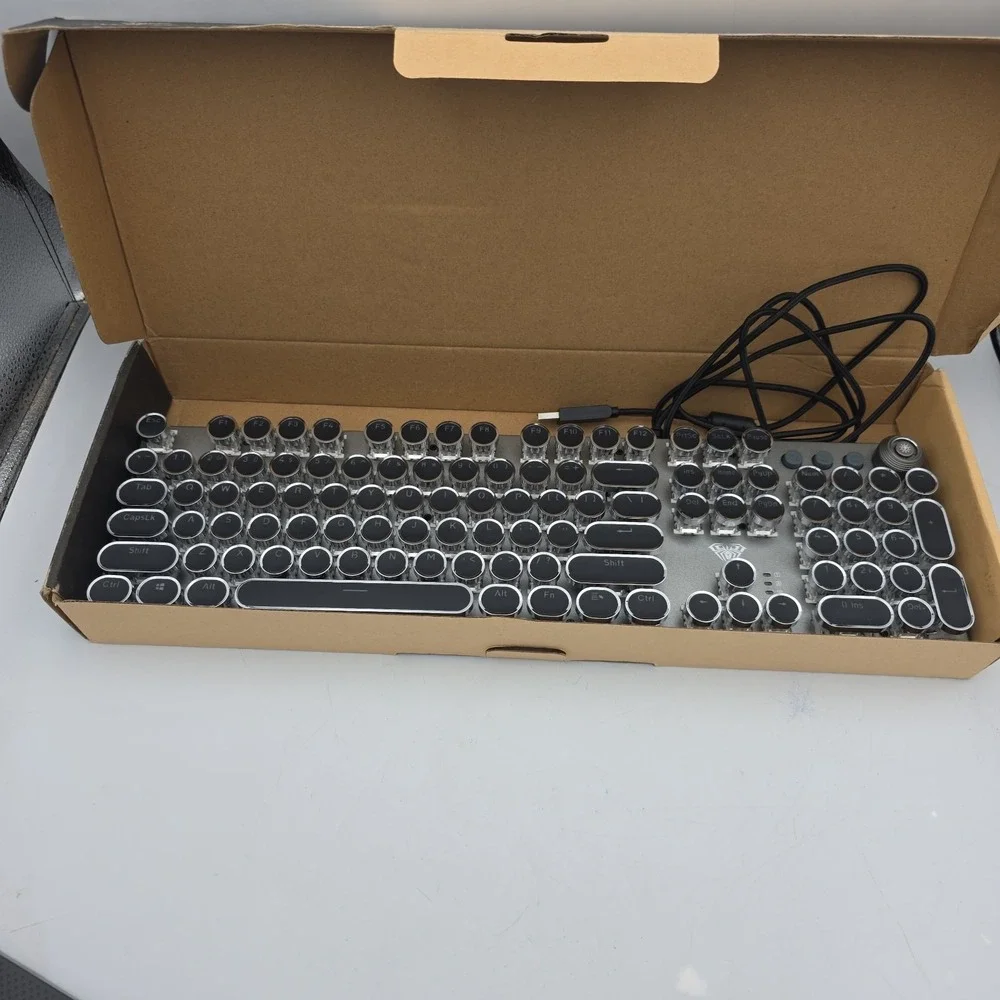 AULA F2088 Typewriter Style Mechanical Gaming Keyboard,Rainbow LED Backlit,Remov